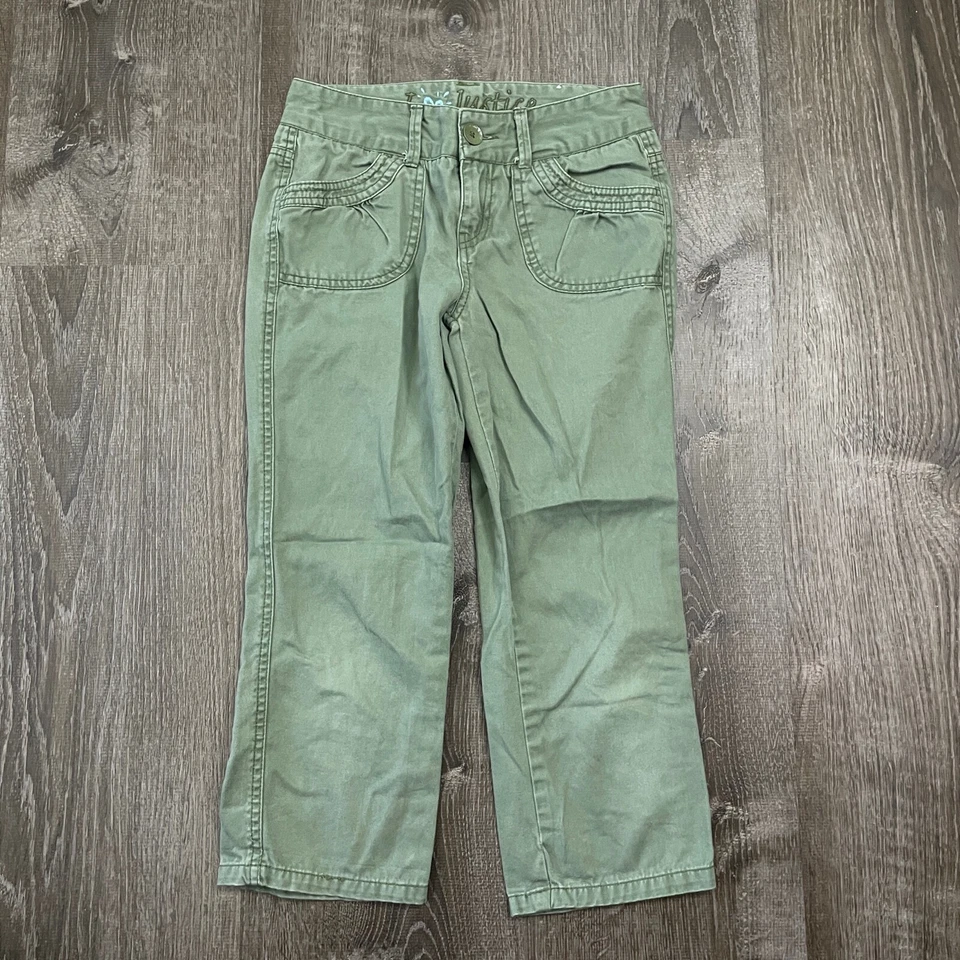 Pantalones capri Justice Girls verde oliva pierna recta talla 10 R Foto 1 de 4