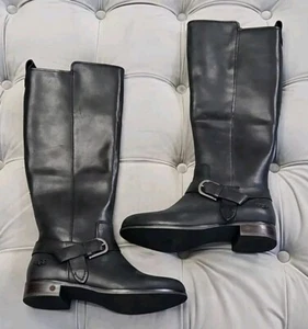 UGG Negro Cuero Cálido Impermeable Alto Cremallera Botas Mujer Zapatos 6.5 Nuevo $250 - Imagen 1 de 15