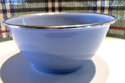 POTTERY BARN SMALL PERIWINKLE BLUE COLOR ENAMEL METAL  6 1/2"  BOWL - Image 1 of 4