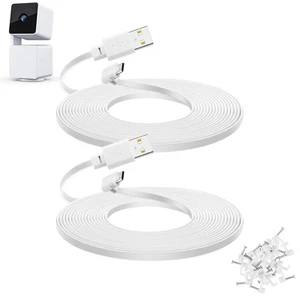 2-Pack 30 ft Extension Cable for WYZE Cam Pan V3 Outdoor Camera, Micro USB 90 De - Picture 1 of 5