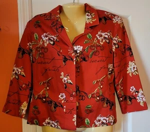 Nancy Bolen City Girl | Blazer-Jacke rot Kirschmuster Perlen | Größe 4 - Bild 1 von 6