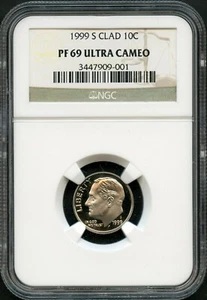 1999-S Clad Proof Roosevelt Dime NGC PF69 Ultra Cameo - Picture 1 of 2