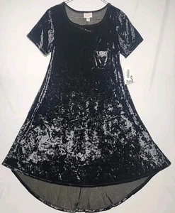 LuLaRoe Elegante XXS Carly Swing Vestido Dobladillo Alto Lo Liso Negro Triturado Terciopelo - Imagen 1 de 8