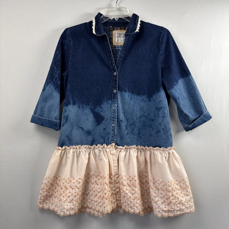 Top túnica artística reciclada talla L denim boho festival ojales reciclar Foto 1 de 4