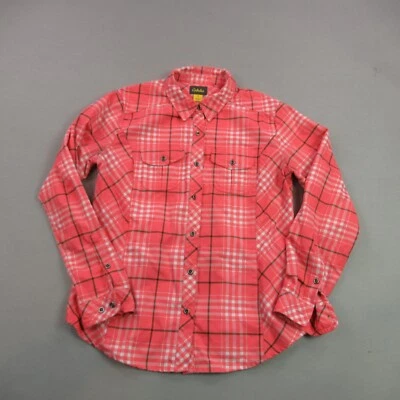 Camisa Cabelas Mujer Pequeña Manga Larga Bolsillos Botón Frontal Cuadros Foto 1 de 4