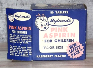 Vintage 1950s Box Hyland's Pink Aspirin for Children Raspberry NOS Full