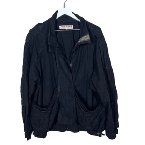 Chaqueta grande Free People para mujer Jayde Safari Bomber de lona mezcla de lino negra - Imagen 1 de 10