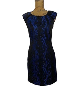 Vestido Phoebe Couture 2 Azul Real Negro Pitón Encaje Seda Combo Funda Texturizada - Imagen 1 de 9