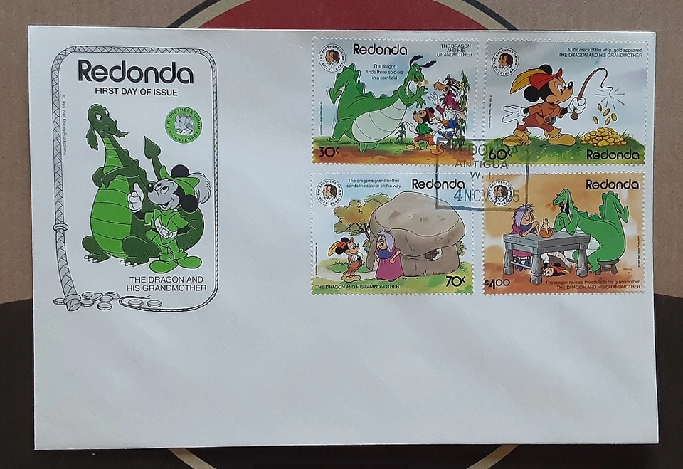 REDONDA 1985 Cacheted FDC Disney Christmas Grimm Dragon Superb 3398 - Image 1 of 1
