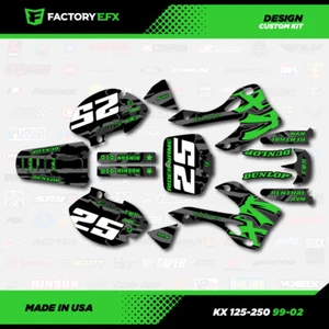 Kit de gráficos verde EE. UU. para 99-02 Kawasaki Kx125 Kx250 Kx 125 250 calcomanía pegatina - Imagen 1 de 5