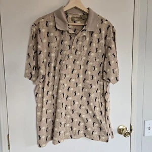 Vintage Polo Golf Short Men's L Beige All Over Print - Picture 1 of 12