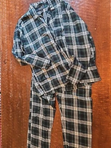 Polo Ralph Lauren Herren grün gelb kariert Flanell Pyjama Set 2 Stück Large - Bild 1 von 8
