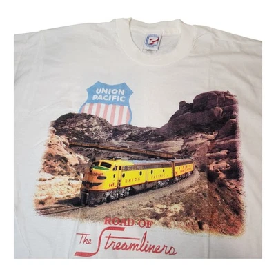 Vintage Union Pacific Train Railroad Shirt USA Made Single Stitch Large 90s  - Image 1 of 4