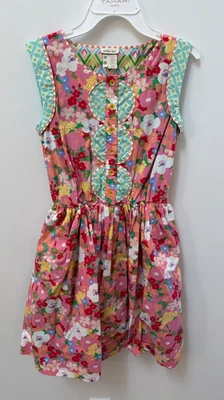 Matilda Jane Leah Leah Floral Fit Flare Girls XS Sleeveless Floral Dress Pink/Gr - Image 1 of 4