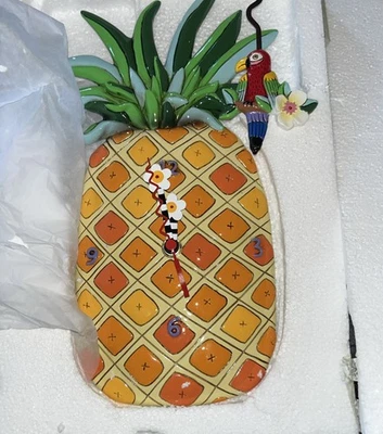 Allen Designs P1562 Island Time Pineapple Wall Clock With Parrot Pendulum 17" - Image 1 of 4
