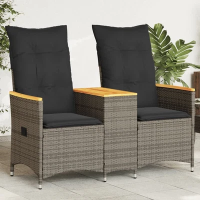 Reclining Garden Sofa Grey PE Rattan Standard for 2-seater sofas - Image 1 of 4