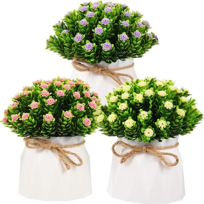  3 Pcs Piante Artificiali Decorative Composizione Fiori Finti Vaso Finte - Immagine 1 di 4