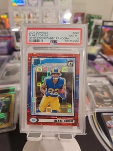 2024 Donruss Rated Rookie Optic Preview Red Pandora Prizm🔥Blake Corum🔥PSA 8 - Picture 1 of 2