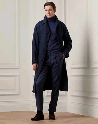 Abrigo Ralph Lauren Púrpura Etiqueta Glen Lana Tweed Balmacaan - Talla 46L Foto 1 de 4