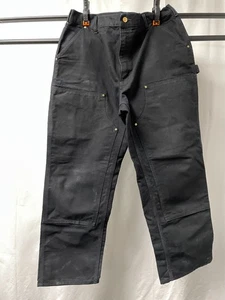 Pantalones de carpintero Carhartt B01-M para hombre negros holgados doble rodilla talla 38 x 30 - Imagen 1 de 12