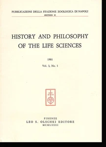 History and Philosophy of the Life Sciences (Volume 3, No. 1, 1981) - Picture 1 of 1