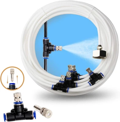 Sistema de enfriamiento por nebulización 50 pies (15 m) línea de nebulización 12 boquillas de niebla de acero inoxidable 1/ Foto 1 de 4