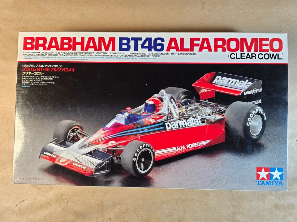 TAMIYA 20050 - BRABHAM BT46 ALFA ROMEO CLEAR COWL - 1/20 - Nuovo - Immagine 1 di 2