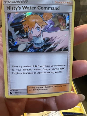 Misty's Water Command 63/68 Rare Reverse Holo Pokemon Hidden Fates NM - Image 1 of 3