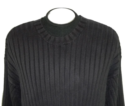 Suéter masculino J.Crew preto músculo gola redonda etiqueta com nervuras manga XL 35 - Imagem 1 de 4