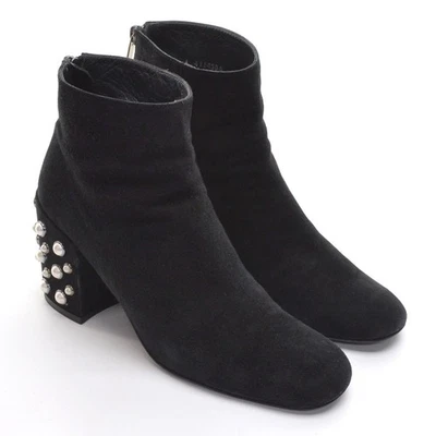Mujer Stuart Weitzman Bacari Perla Tacón Bloque Botín 8 N Negro Gamuza Zapatos Foto 1 de 4