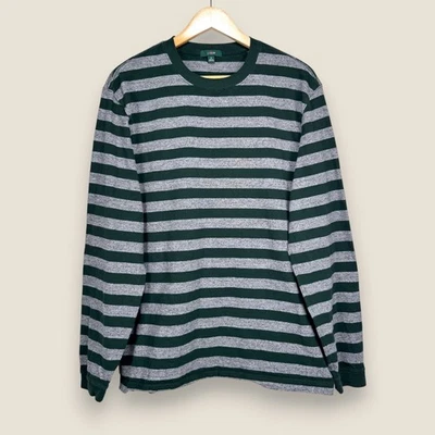 Camiseta J.Crew Oarsman Manga Larga Rayas Hombre Mediana Verde Gris Algodón Crew Foto 1 de 4