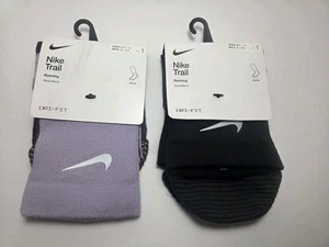 Nike Trail Running Wool Blend Ankle Socks 2 Pairs Purple & Black #HF7155 M 8-9.5 - Picture 1 of 11