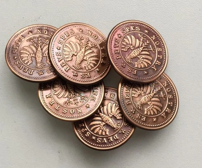 Metallknöpfe: 6 bronzefarbene Knöpfe mit Kunststoffeinbettung, 25mm - Bild 1 von 2