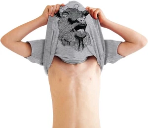 Youth Ask Me About My Goat Funny Animal Flip Shirt Cool Costume Tee for Kids - Picture 1 of 13