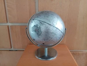 10" Silver Revolving World Globe 720 Degree Duel Rotating Feature - Picture 1 of 14