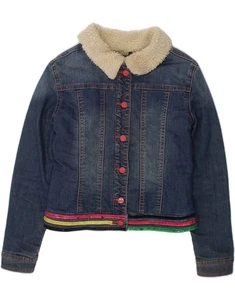 DESIGUAL Girls Denim Graphic Sherpa Jacket 9-10 Years Blue DQ48 - Picture 1 of 4