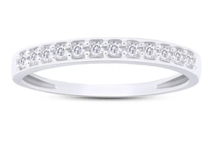 1/4 Ct Diamond Half Eternity Engagement Wedding Band Ring Lab Grown 14K Gold - Picture 1 of 18