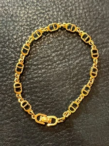 CHRISTIAN DIOR Armband Armreif Kette AUTHENTISCH Logo Vintage klein CD Gold Kostenloser Versand A583 - Bild 1 von 15