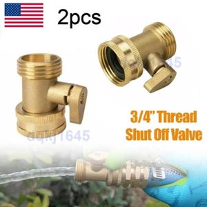 2pc Brass Garden Hose Shut Off Valve 3/4" Heavy Duty Water Pipe Faucet Connector - Picture 1 of 8