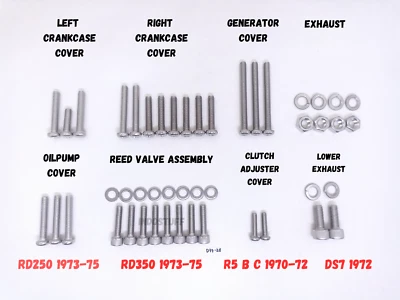 YAMAHA DS7 R5 RD250 RD350 1970-1975 PHILLIPS TORNILLO MOTOR TORNILLO KIT Foto 1 de 2