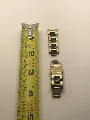Piezas de reloj fósil correa parcial 14 mm con cierre 2 tonos oro/marrón eslabones GY255 Foto 1 de 4