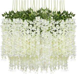 Wisteria Hanging Flowers 12 Pack Fake Flower Garland Artificial Wisteria Vines R - Picture 1 of 7