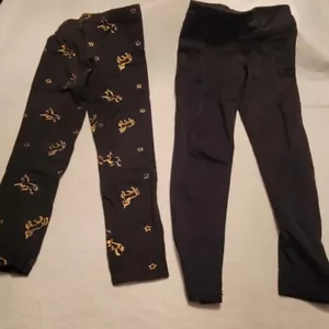 2 Pairs Of Girls Leggings by Old Navy And Champion Size S(6-7) Stretch- Black - Picture 1 of 7