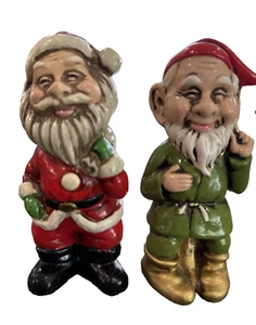 Set 2 2 Babbo Natale ed Elfo in Cartapesta Vintage Giappone 5" metà secolo - Foto 1 di 7