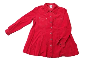 Vtg MIMI MATERNITY Womens Red Corduroy Shirt Size Medium Top Usa Made 90's Y2K - Picture 1 of 10