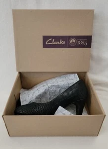 Clarks Brier Dolly schwarz Schlange Python Noir Slipper High Heel elegante Pumps Größe 6W - Bild 1 von 12