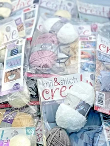 20 Mixed Yarn Wool Job Lot Knitting Crochet Squares Pompom Crafts Toys Bundle DK - Picture 1 of 24