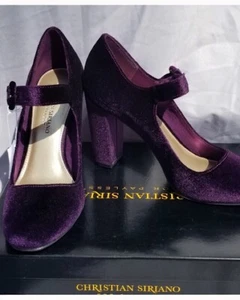 Christian Siriano Damen Mary Jane Samt schwarz Blockabsatz Größe 6,5 neu - Bild 1 von 12