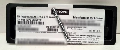 7X77A01301 - 8GB TruDDR4 2666 MHz (1Rx8 1.2V) RDIMM for ThinkSystem (01DE971) - Image 1 of 2