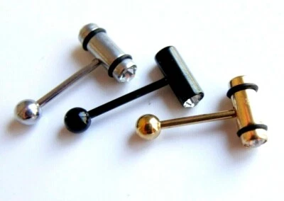 Anillo de metal de acero quirúrgico en forma de píldora de cristal barra perforadora cilindro perno Foto 1 de 4